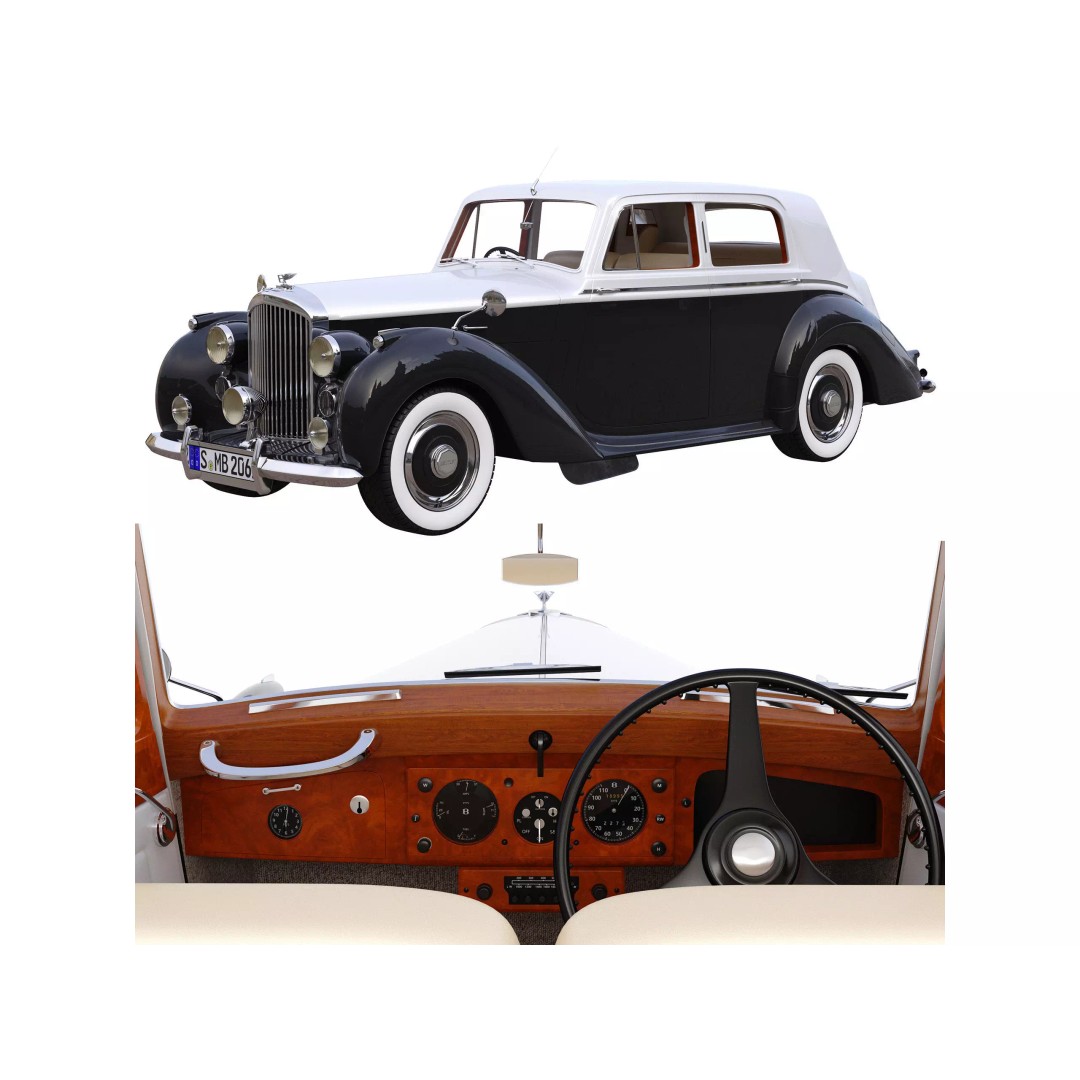 Bentley R Type 3D Model – Classic British Sedan, FBX & OBJ - View 2
