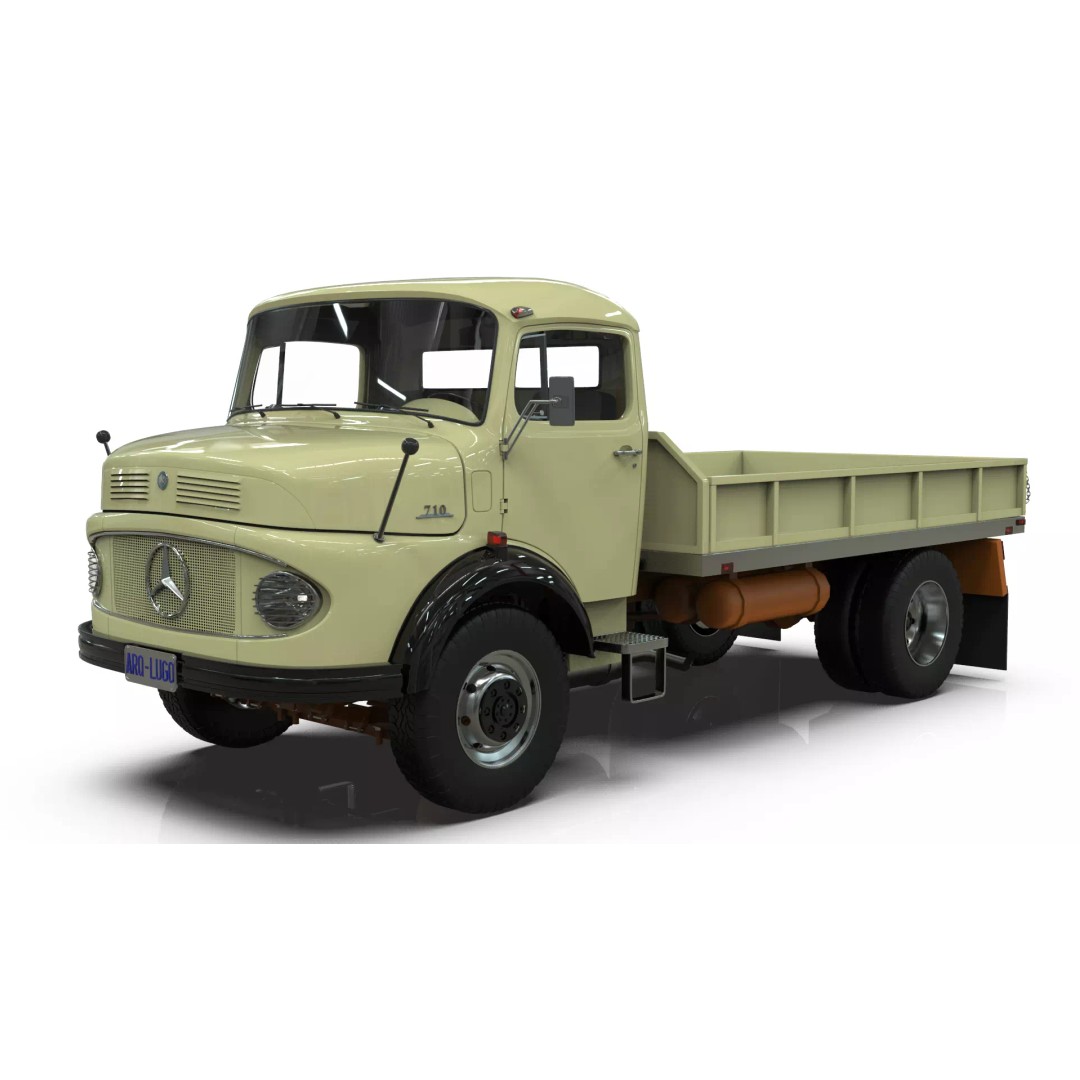 Mercedes-Benz LAK 710 3D Model – Classic 4x4 Platform Dump Truck, Blender - View 2