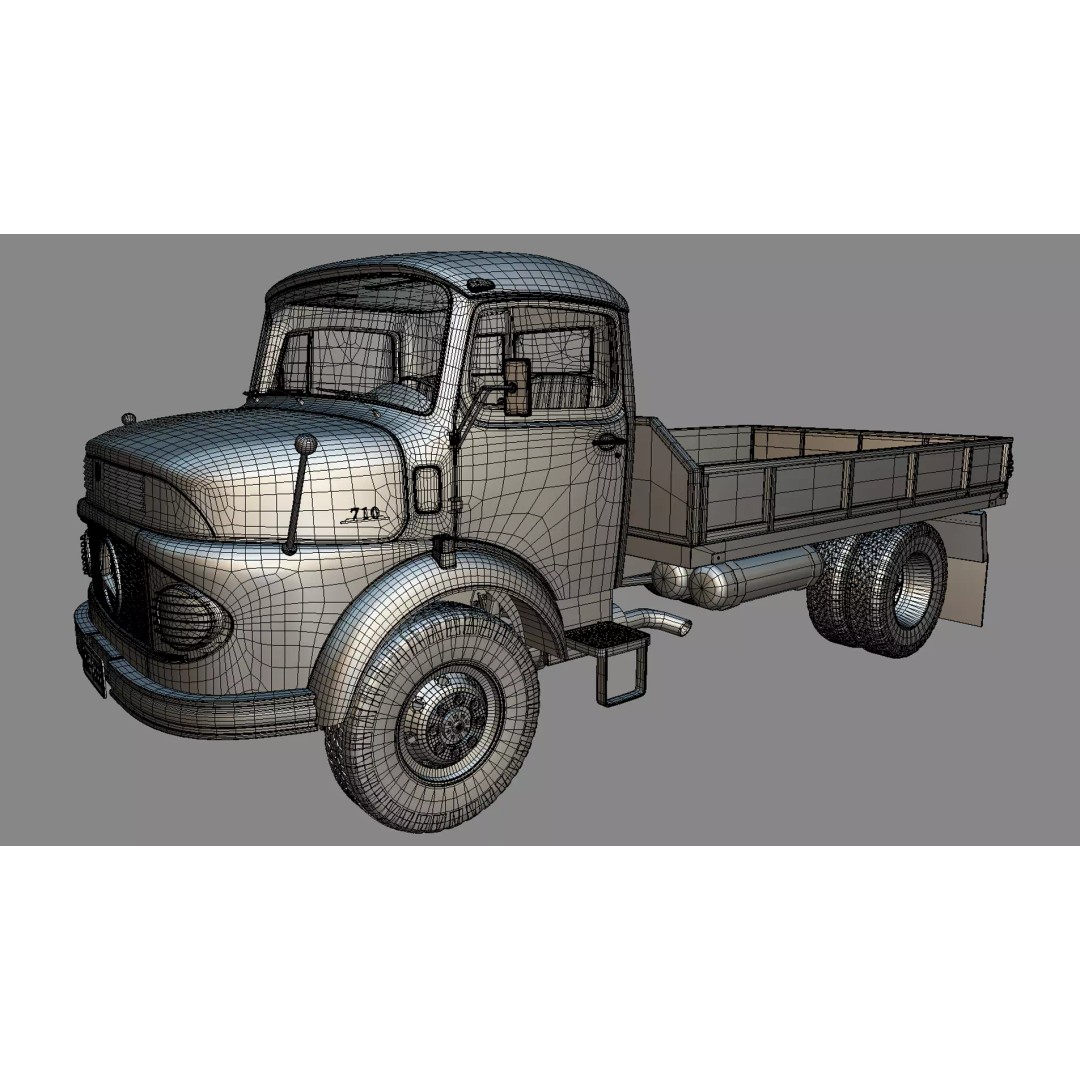 Mercedes-Benz LAK 710 3D Model – Classic 4x4 Platform Dump Truck, Blender - View 22