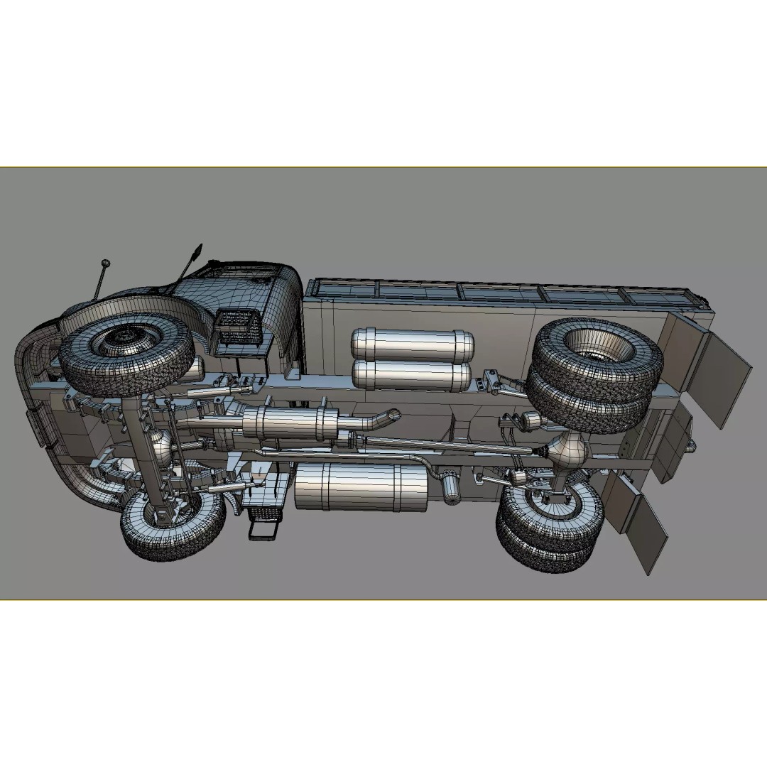 Mercedes-Benz LAK 710 3D Model – Classic 4x4 Platform Dump Truck, Blender - View 25