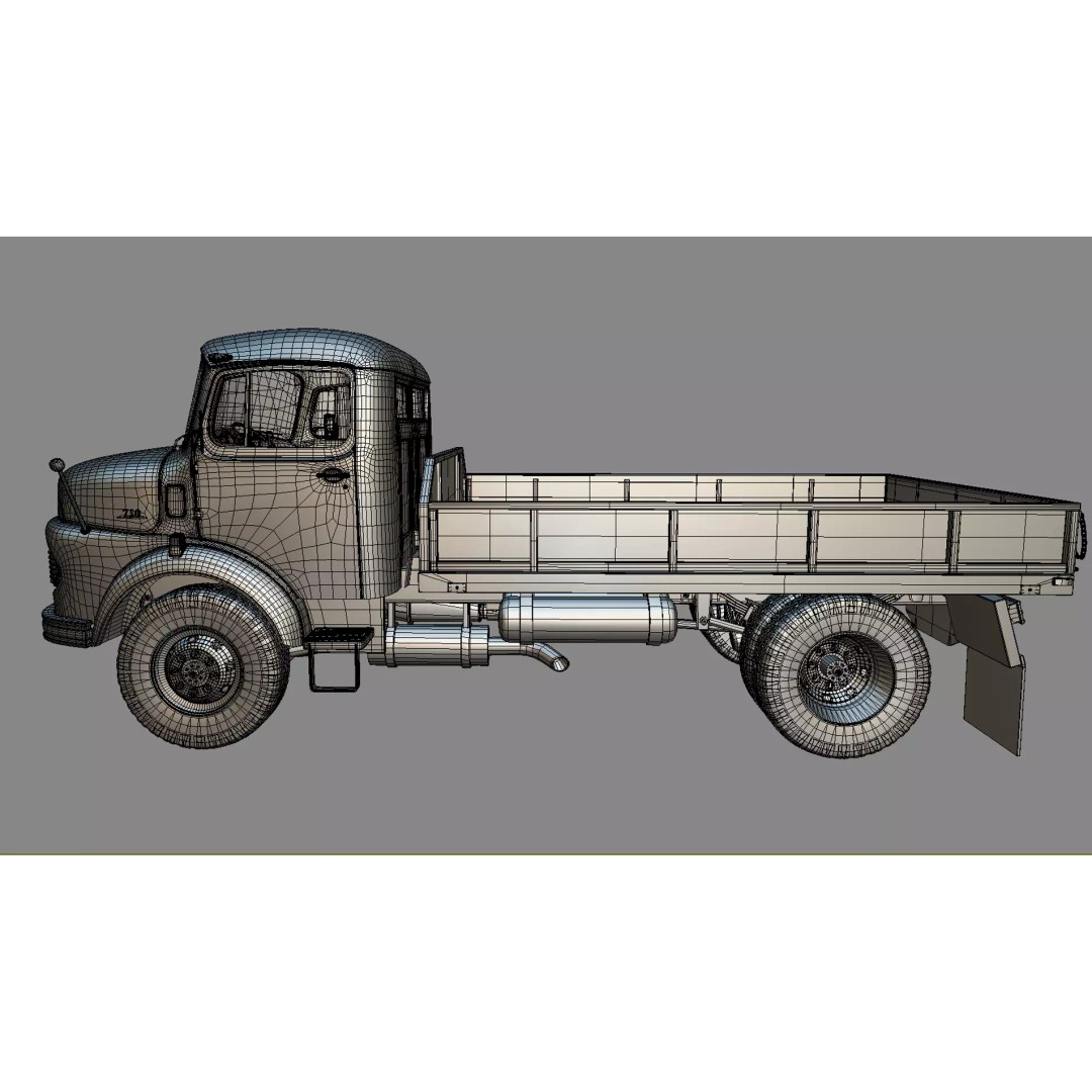 Mercedes-Benz LAK 710 3D Model – Classic 4x4 Platform Dump Truck, Blender - View 27