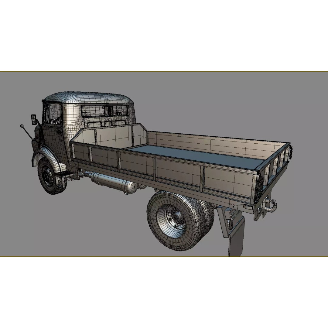 Mercedes-Benz LAK 710 3D Model – Classic 4x4 Platform Dump Truck, Blender - View 28