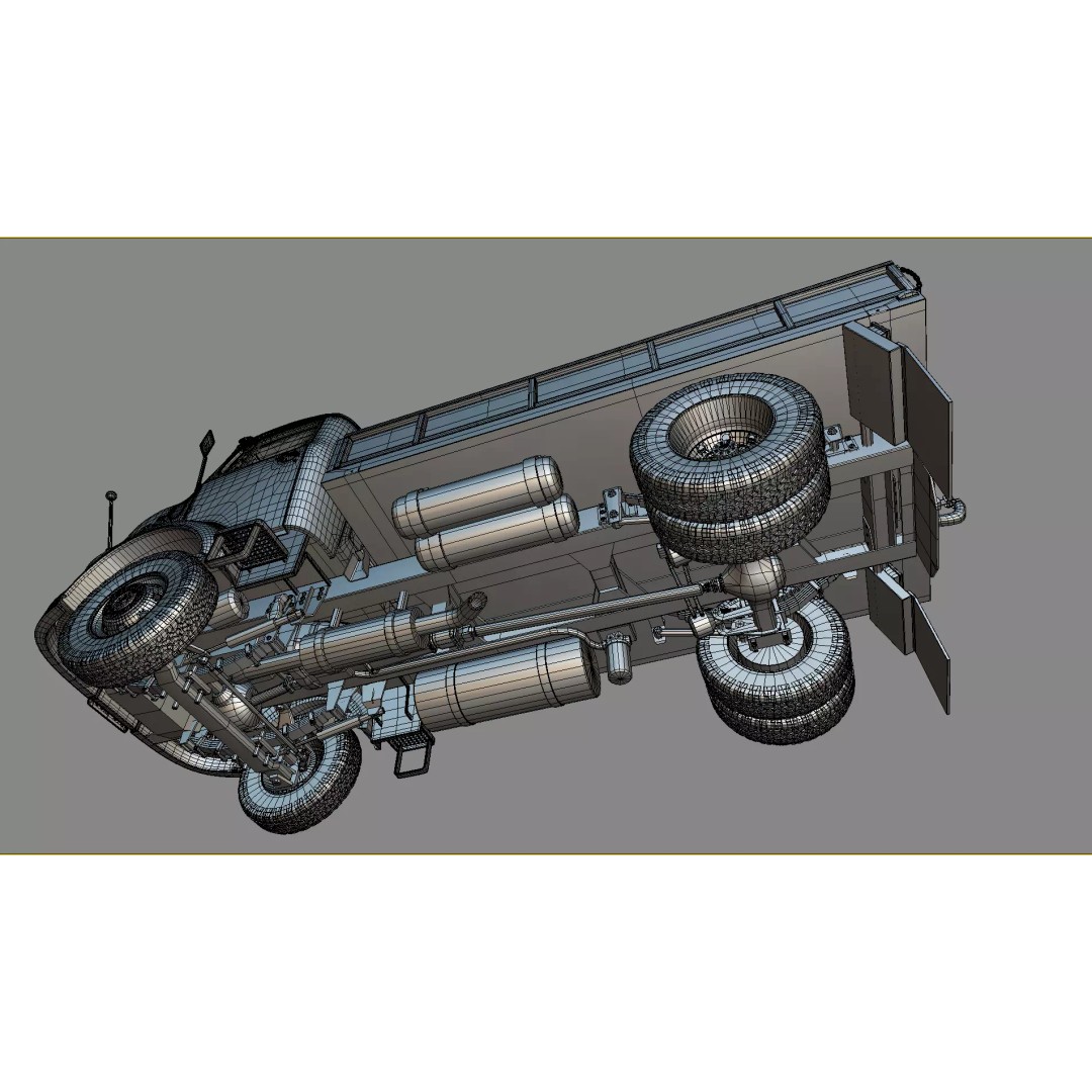 Mercedes-Benz LAK 710 3D Model – Classic 4x4 Platform Dump Truck, Blender - View 29