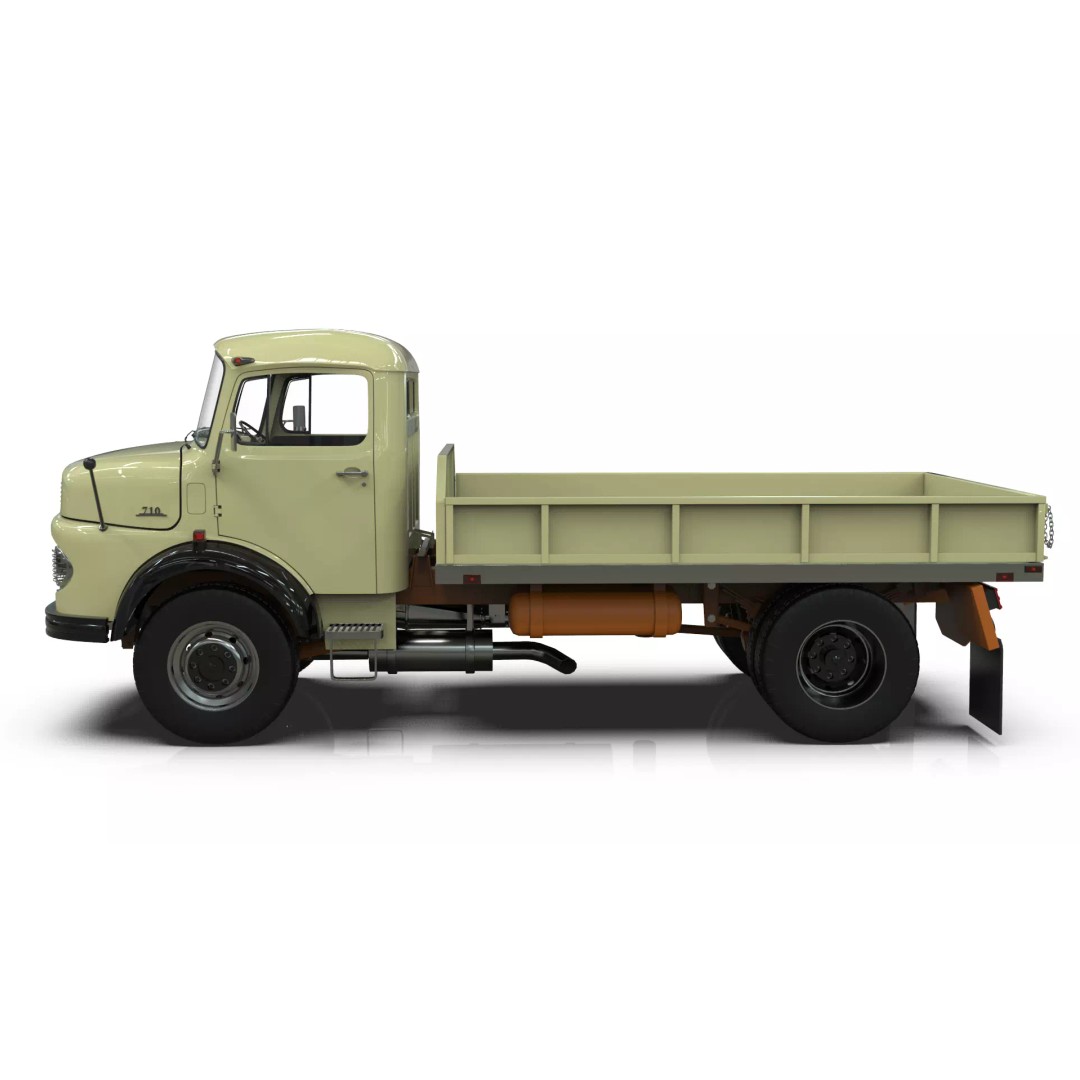 Mercedes-Benz LAK 710 3D Model – Classic 4x4 Platform Dump Truck, Blender - View 3