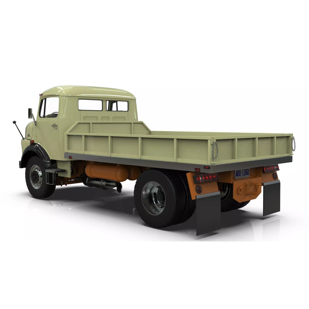 Mercedes-Benz LAK 710 3D Model – Classic 4x4 Platform Dump Truck, Blender - View 4