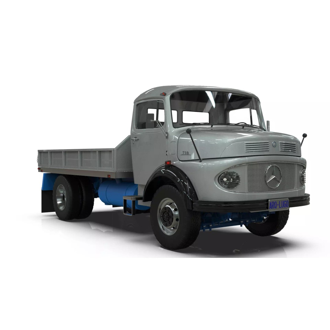 Mercedes-Benz LAK 710 3D Model – Classic 4x4 Platform Dump Truck, Blender - View 9