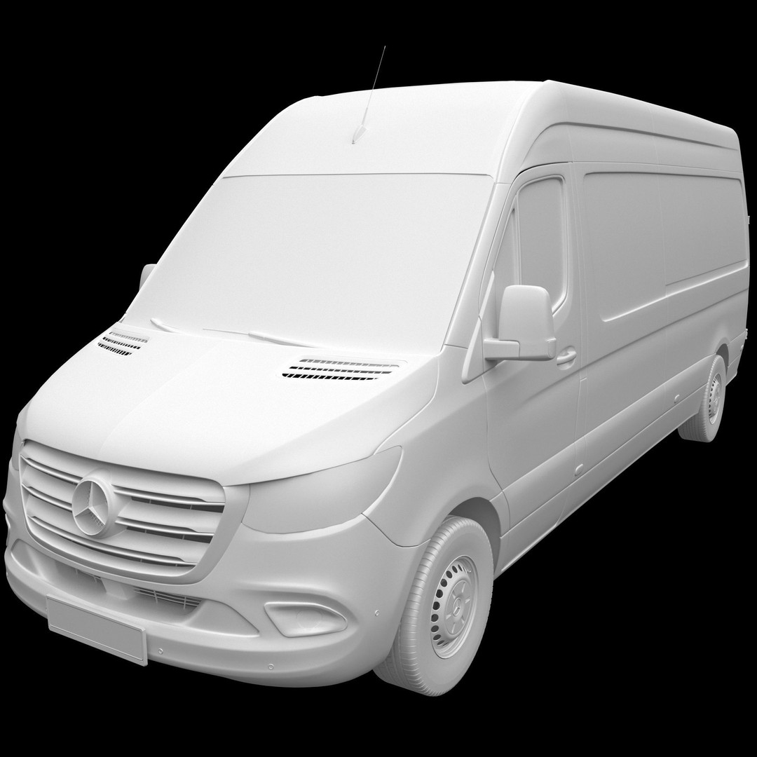 Mercedes-Benz Sprinter L3H2 Van 3D Model – Detailed Cargo Vehicle, FBX, OBJ - View 15