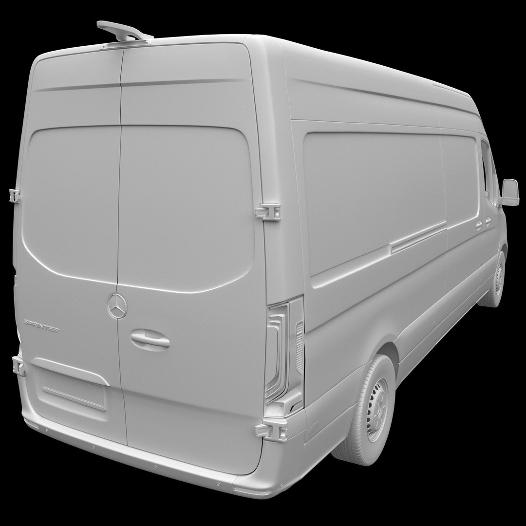 Mercedes-Benz Sprinter L3H2 Van 3D Model – Detailed Cargo Vehicle, FBX, OBJ - View 16