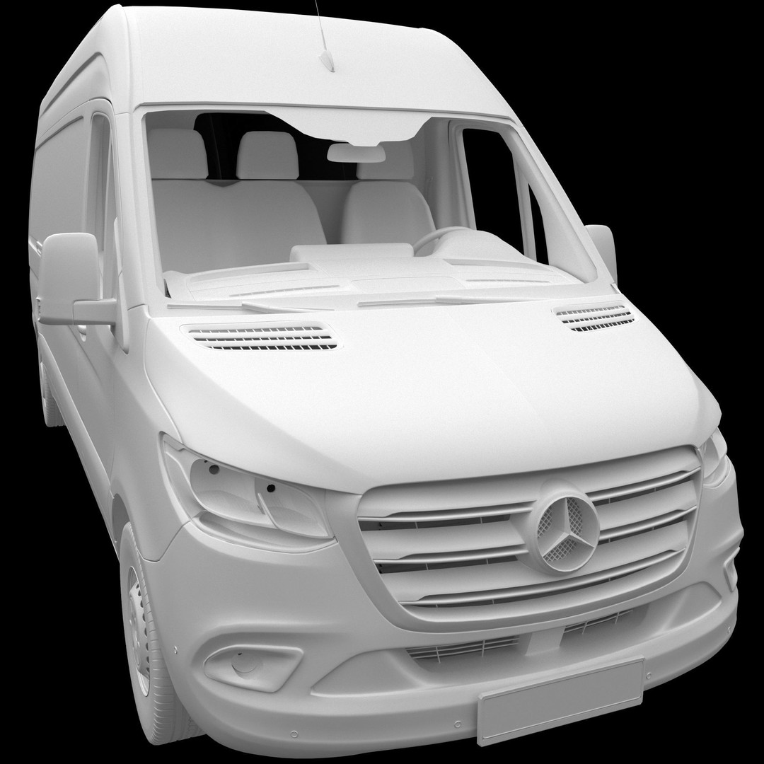 Mercedes-Benz Sprinter L3H2 Van 3D Model – Detailed Cargo Vehicle, FBX, OBJ - View 17