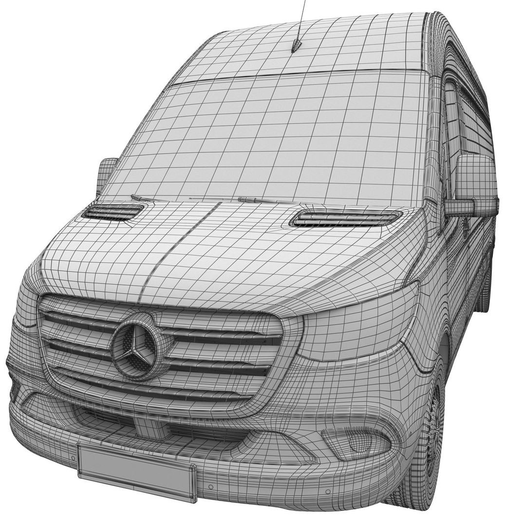 Mercedes-Benz Sprinter L3H2 Van 3D Model – Detailed Cargo Vehicle, FBX, OBJ - View 18