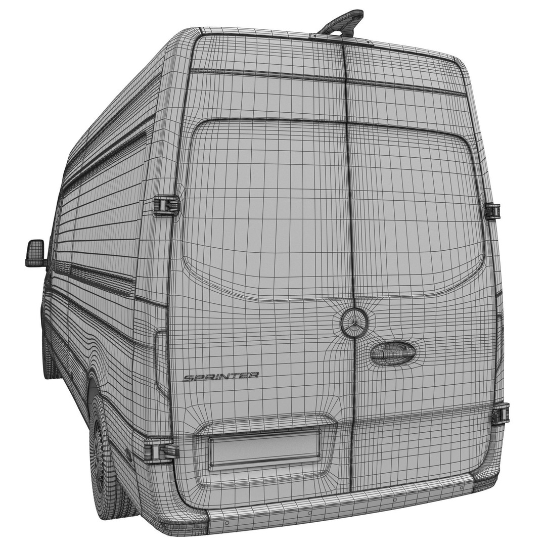 Mercedes-Benz Sprinter L3H2 Van 3D Model – Detailed Cargo Vehicle, FBX, OBJ - View 19