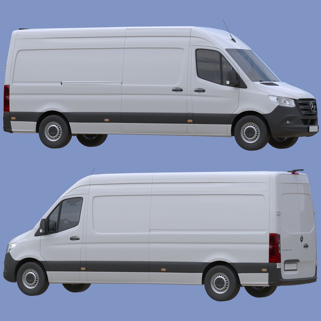 Mercedes-Benz Sprinter L3H2 Van 3D Model – Detailed Cargo Vehicle, FBX, OBJ - View 26