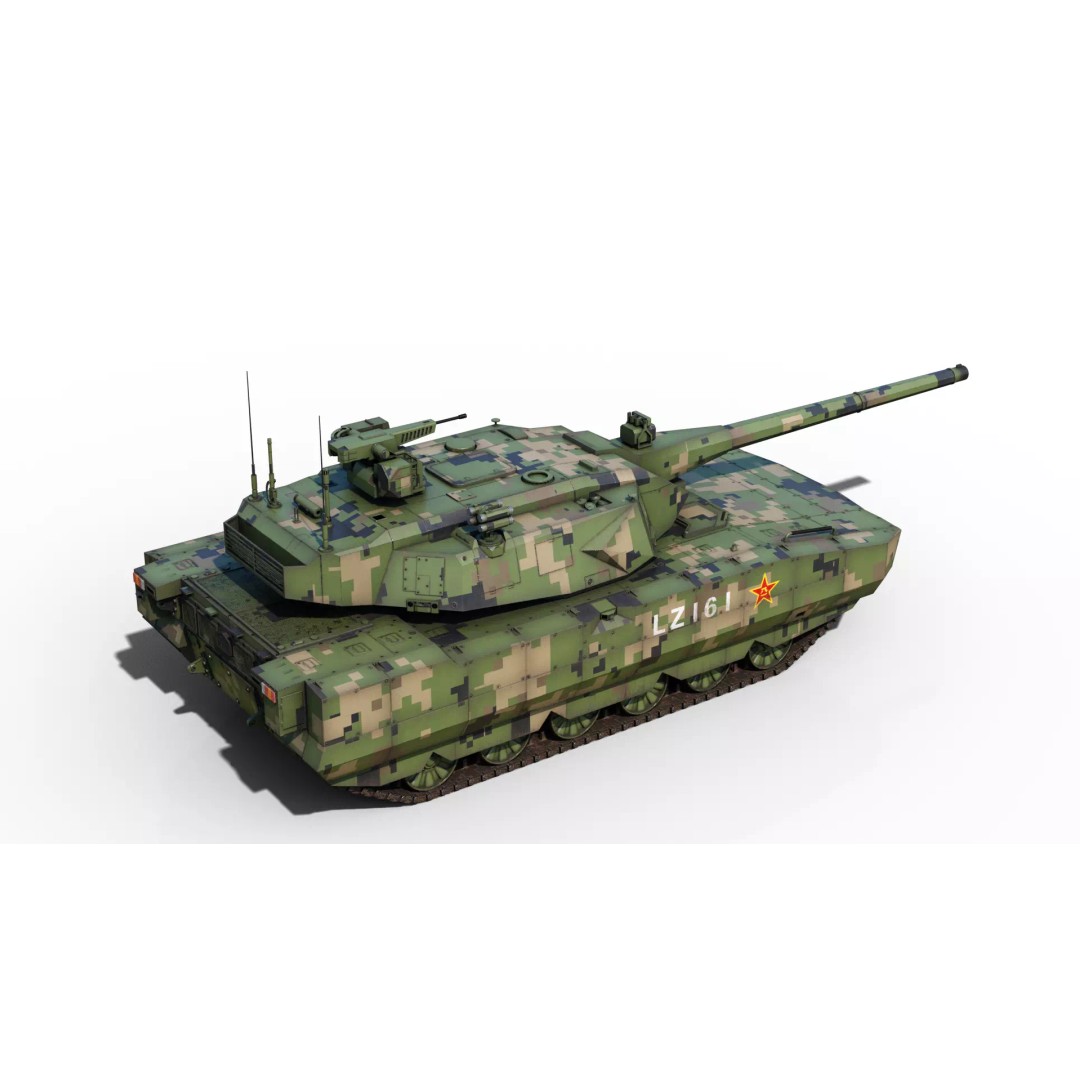 ZTZ100 MBT Type 100 Tank 3D Model – Rigged PBR Military Asset, FBX, OBJ - View 11