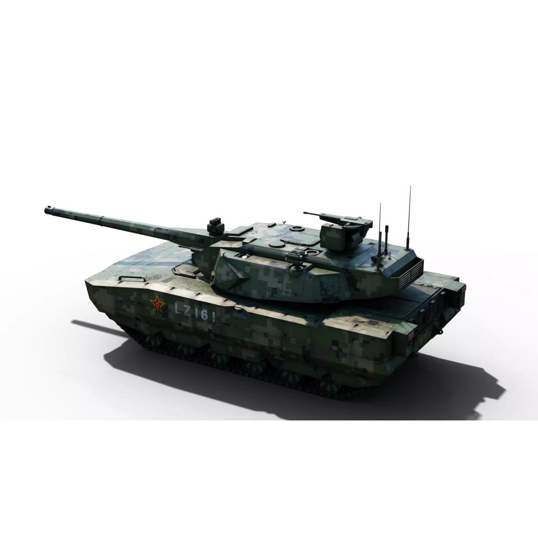 ZTZ100 MBT Type 100 Tank 3D Model – Rigged PBR Military Asset, FBX, OBJ - View 12