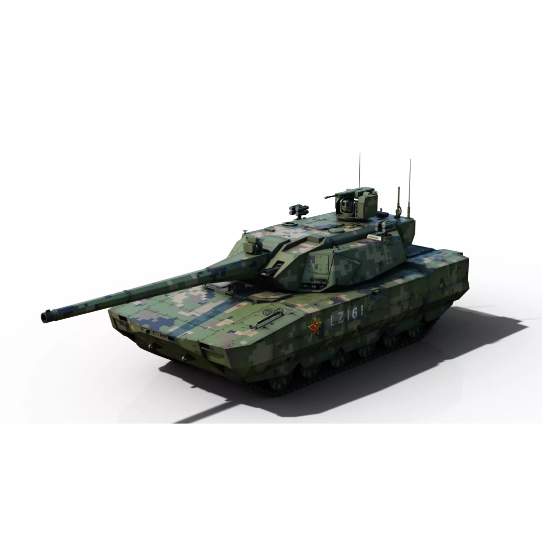 ZTZ100 MBT Type 100 Tank 3D Model – Rigged PBR Military Asset, FBX, OBJ - View 13
