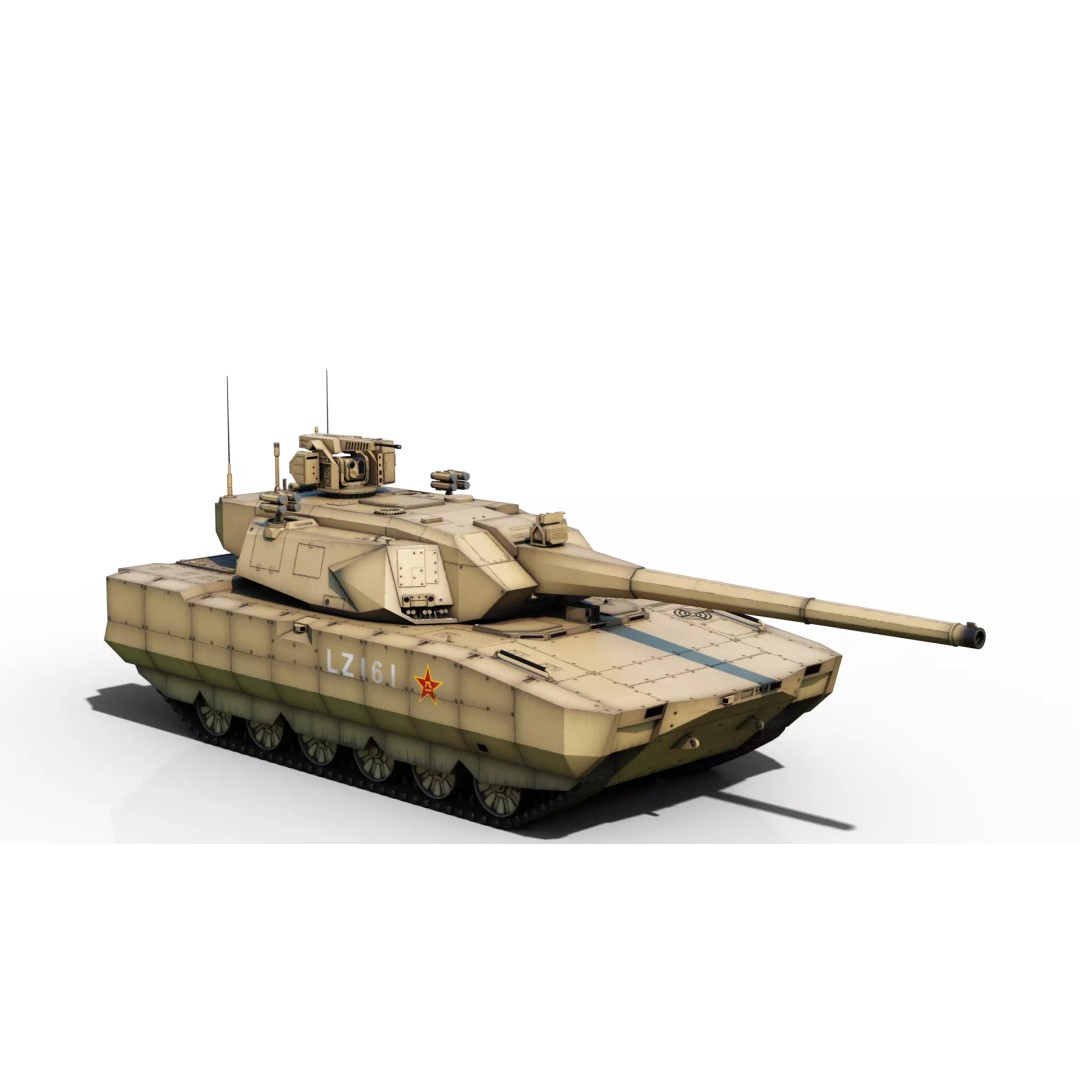 ZTZ100 MBT Type 100 Tank 3D Model – Rigged PBR Military Asset, FBX, OBJ - View 18