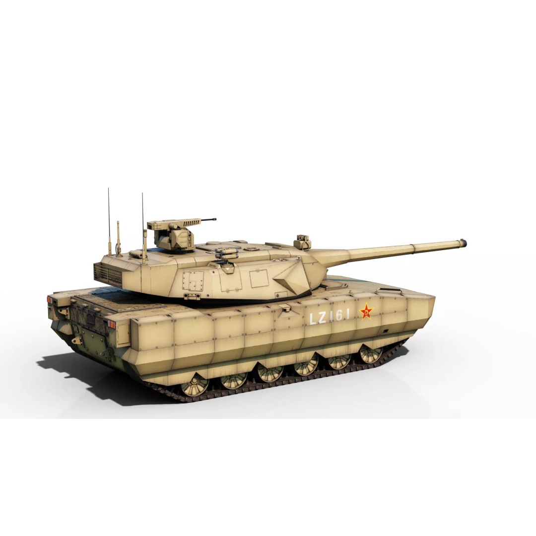 ZTZ100 MBT Type 100 Tank 3D Model – Rigged PBR Military Asset, FBX, OBJ - View 19