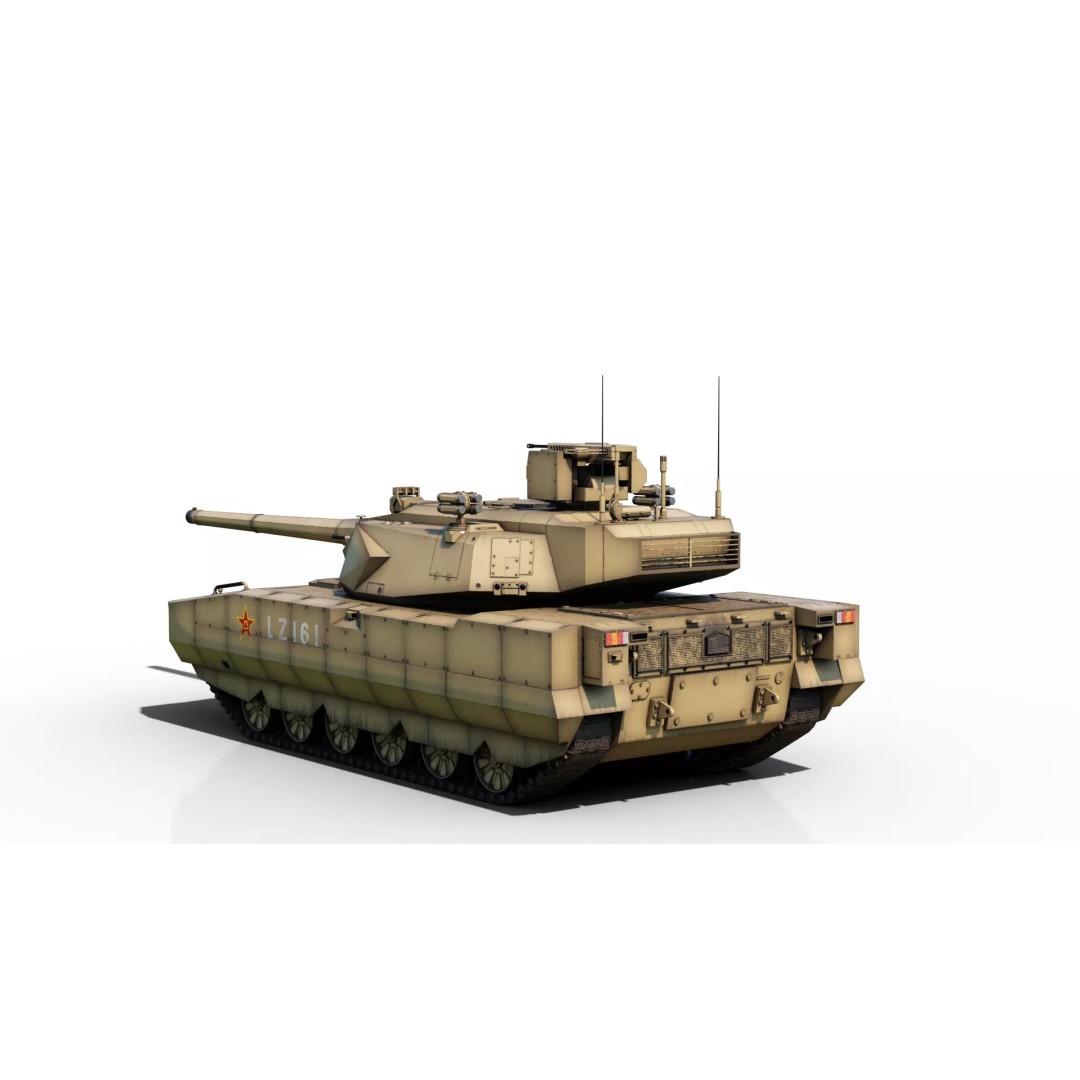 ZTZ100 MBT Type 100 Tank 3D Model – Rigged PBR Military Asset, FBX, OBJ - View 20