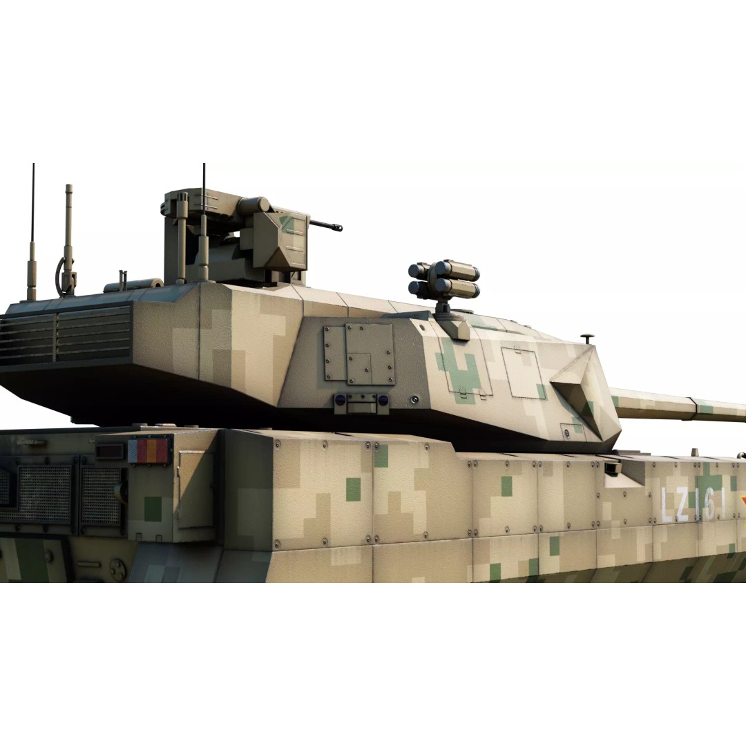 ZTZ100 MBT Type 100 Tank 3D Model – Rigged PBR Military Asset, FBX, OBJ - View 23