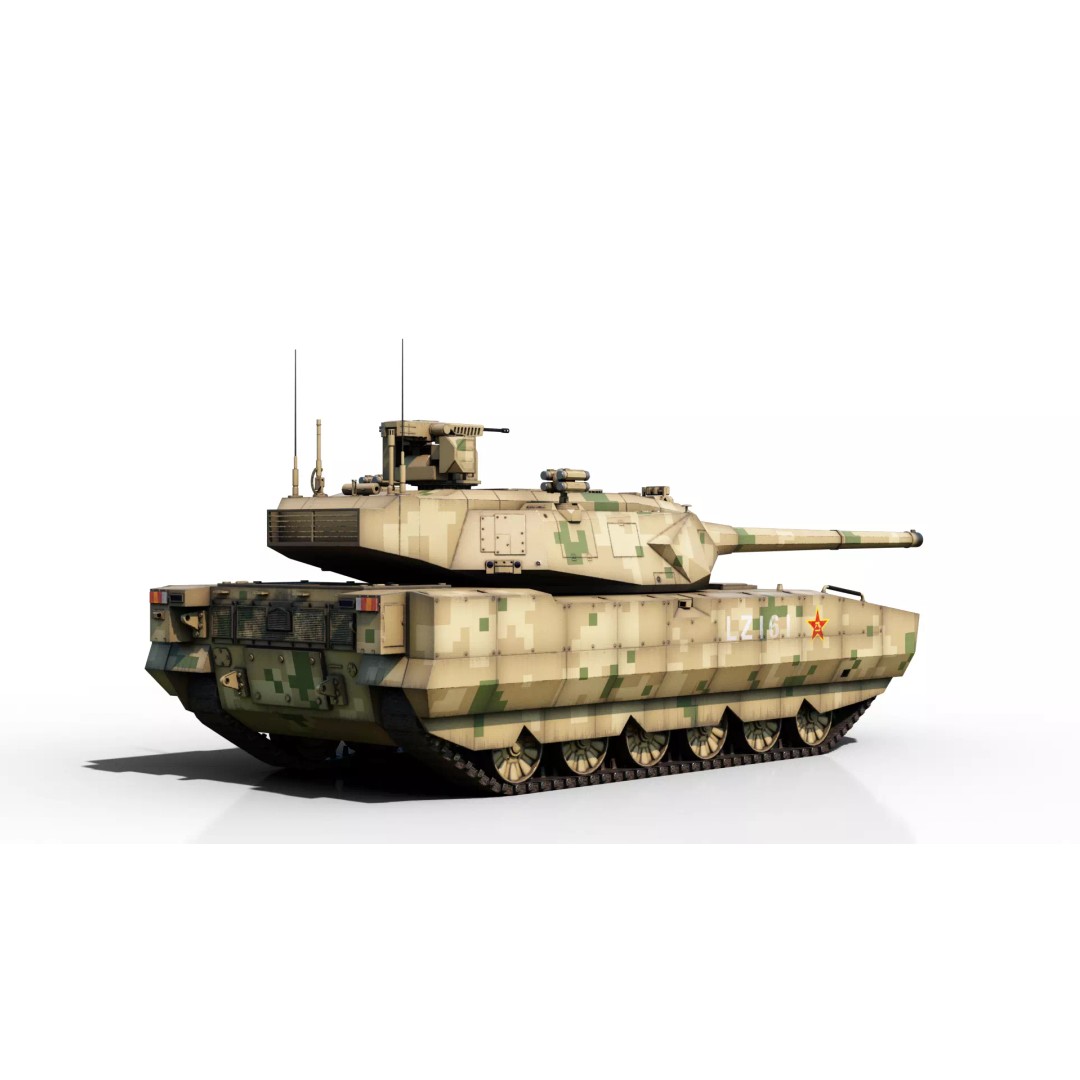 ZTZ100 MBT Type 100 Tank 3D Model – Rigged PBR Military Asset, FBX, OBJ - View 3