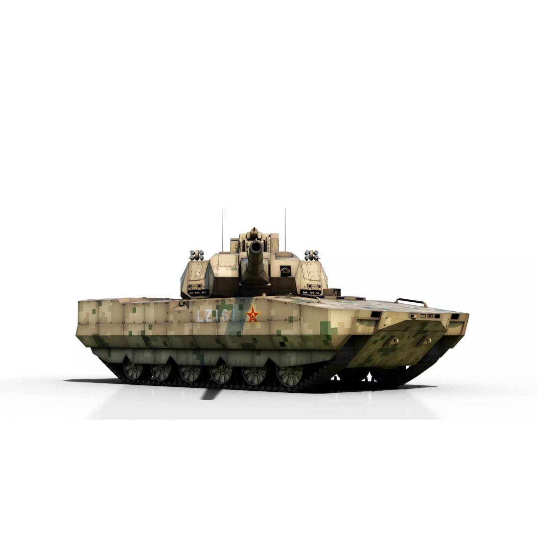 ZTZ100 MBT Type 100 Tank 3D Model – Rigged PBR Military Asset, FBX, OBJ - View 6