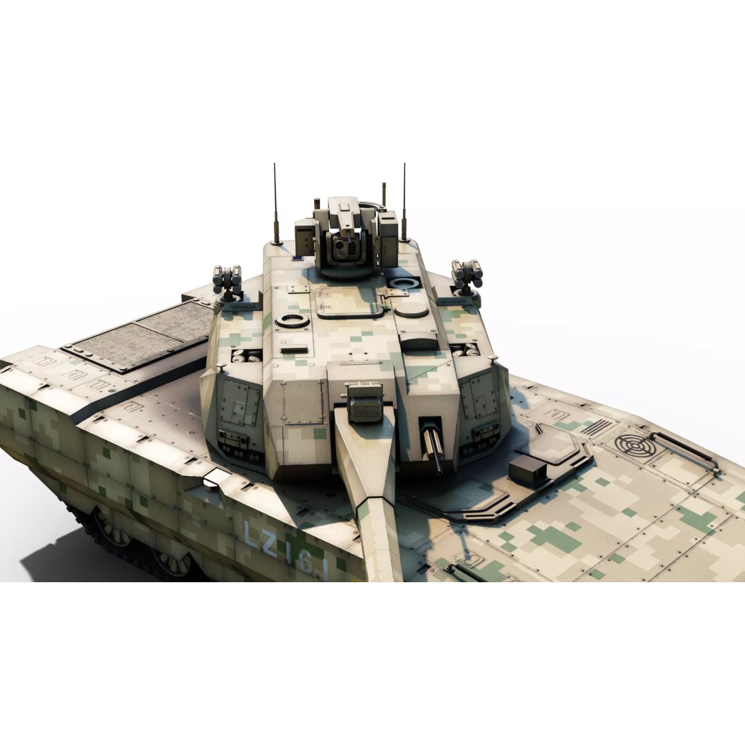 ZTZ100 MBT Type 100 Tank 3D Model – Rigged PBR Military Asset, FBX, OBJ - View 7