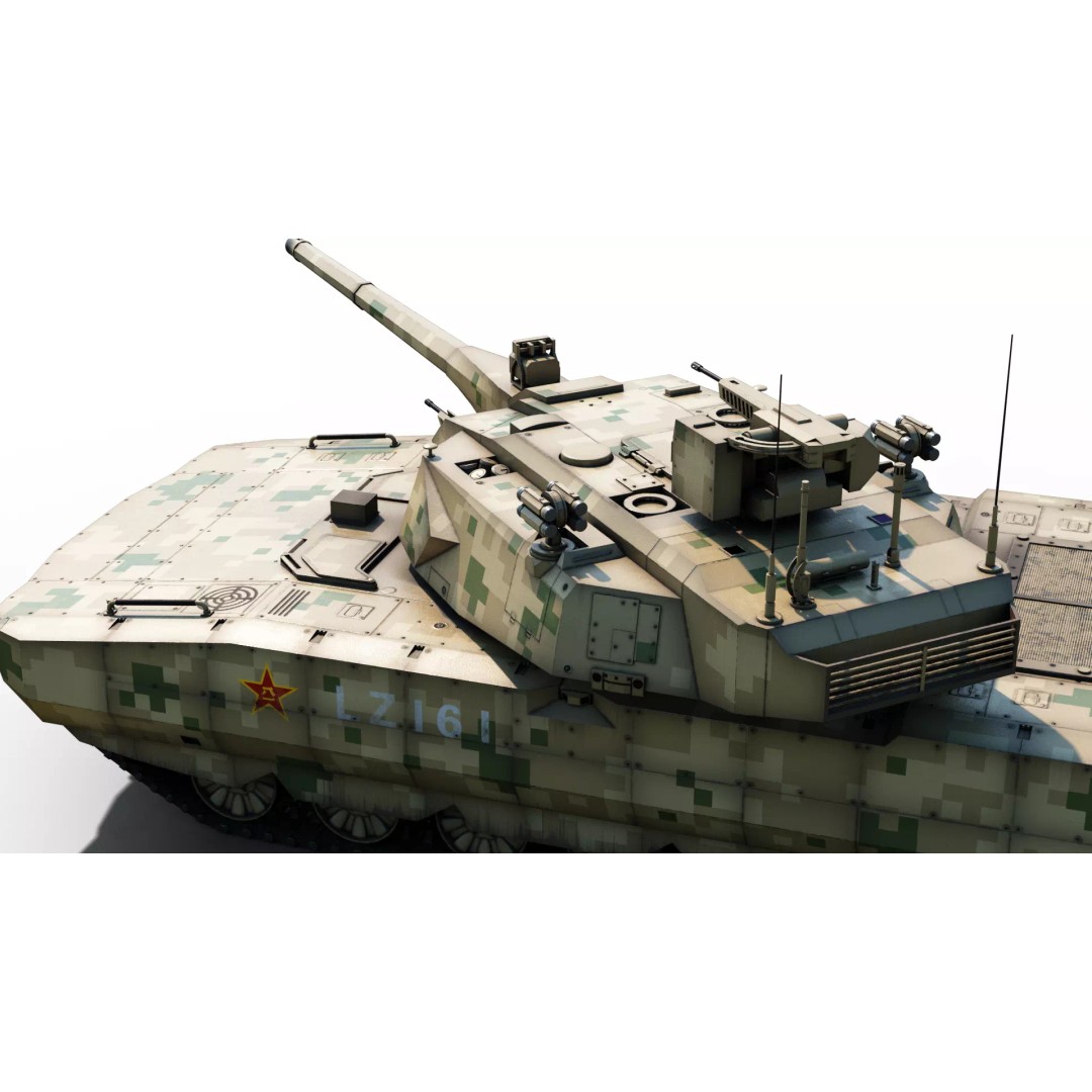 ZTZ100 MBT Type 100 Tank 3D Model – Rigged PBR Military Asset, FBX, OBJ - View 8