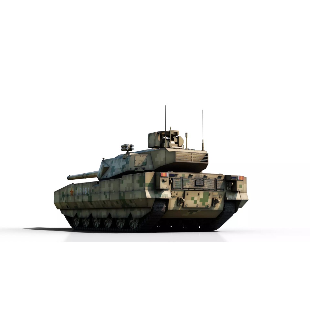 ZTZ100 MBT Type 100 Tank 3D Model – Rigged PBR Military Asset, FBX, OBJ - View 9
