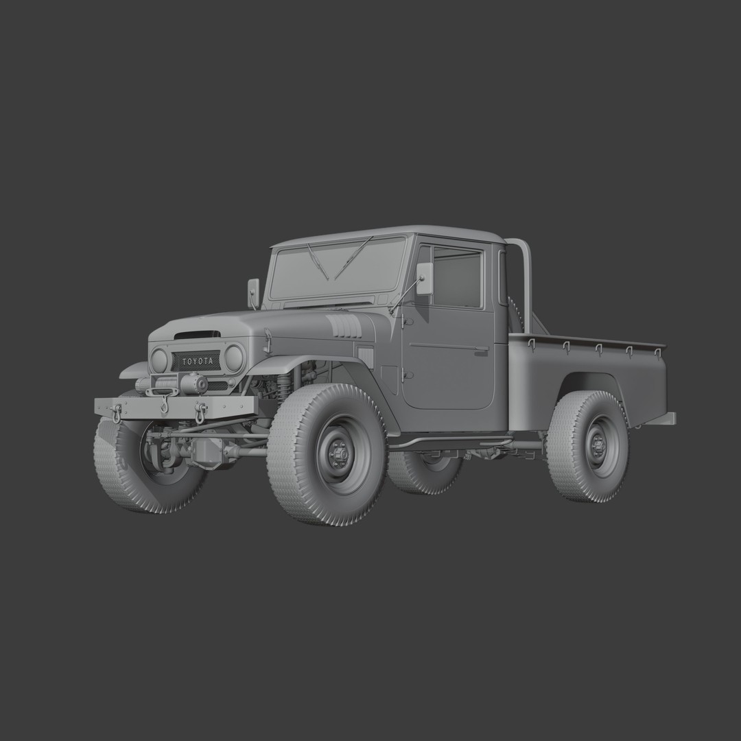Toyota FJ45 Restomod 3D Model – Vintage Style Truck, Blender - View 12
