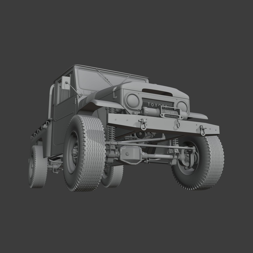 Toyota FJ45 Restomod 3D Model – Vintage Style Truck, Blender - View 17