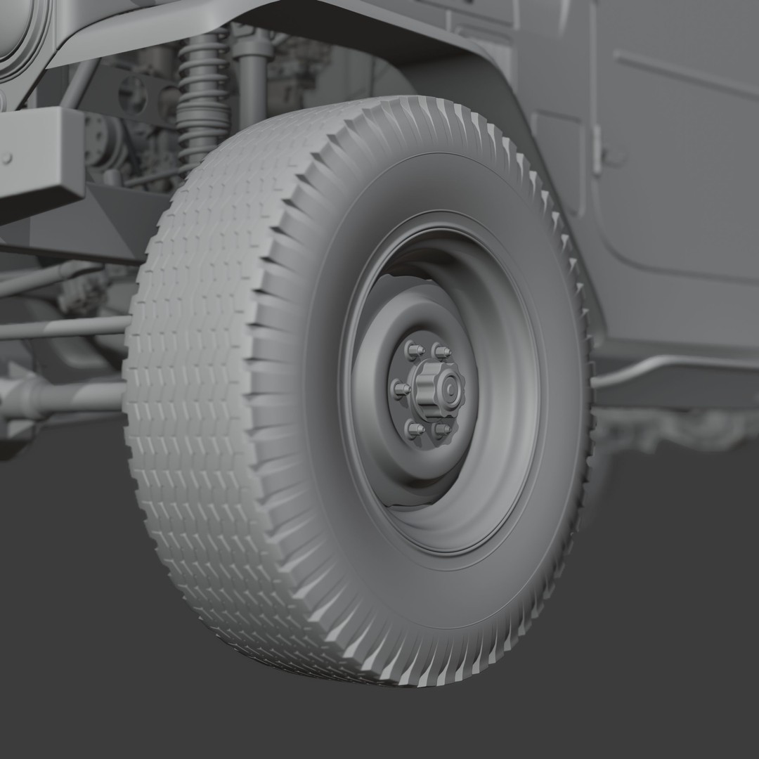 Toyota FJ45 Restomod 3D Model – Vintage Style Truck, Blender - View 22