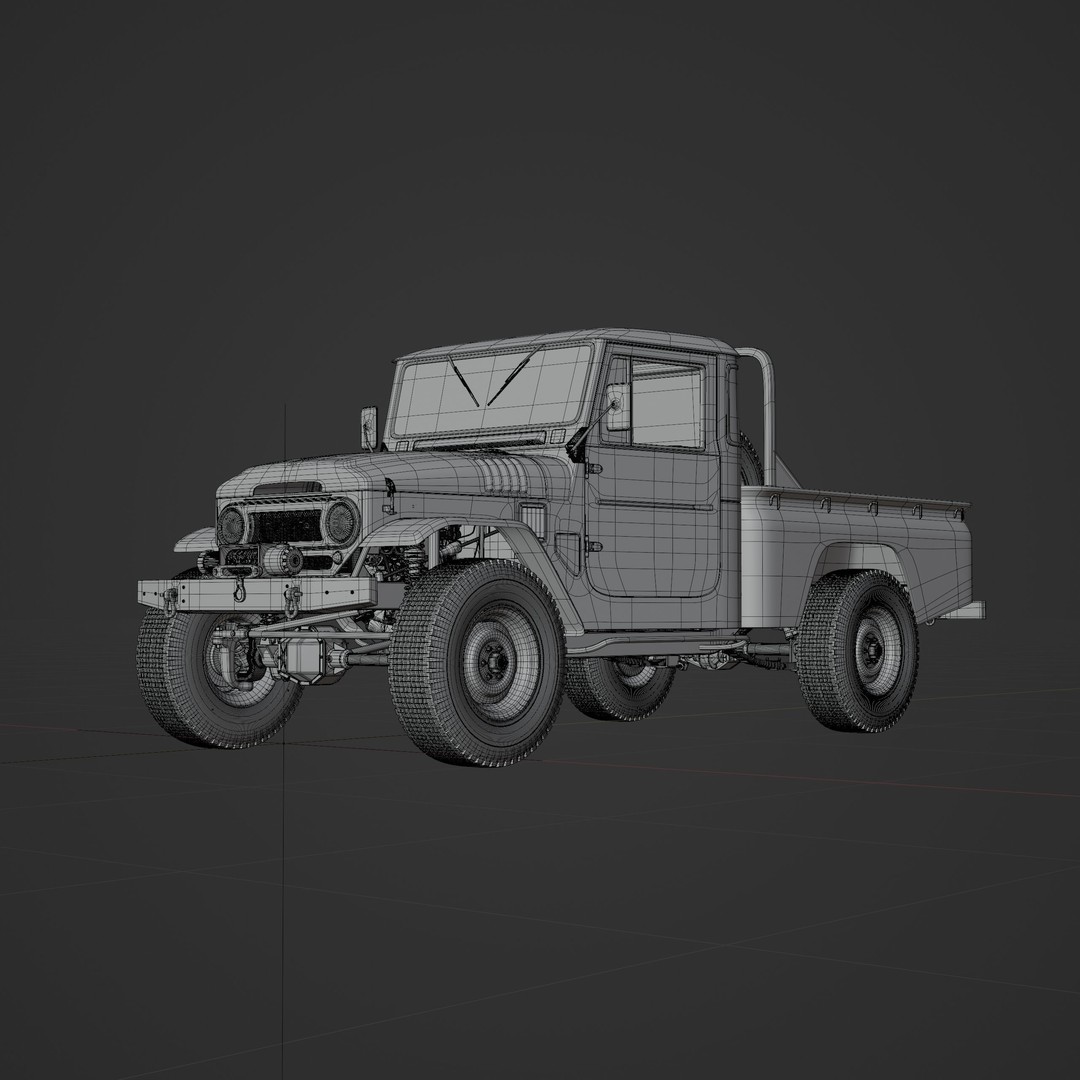 Toyota FJ45 Restomod 3D Model – Vintage Style Truck, Blender - View 24