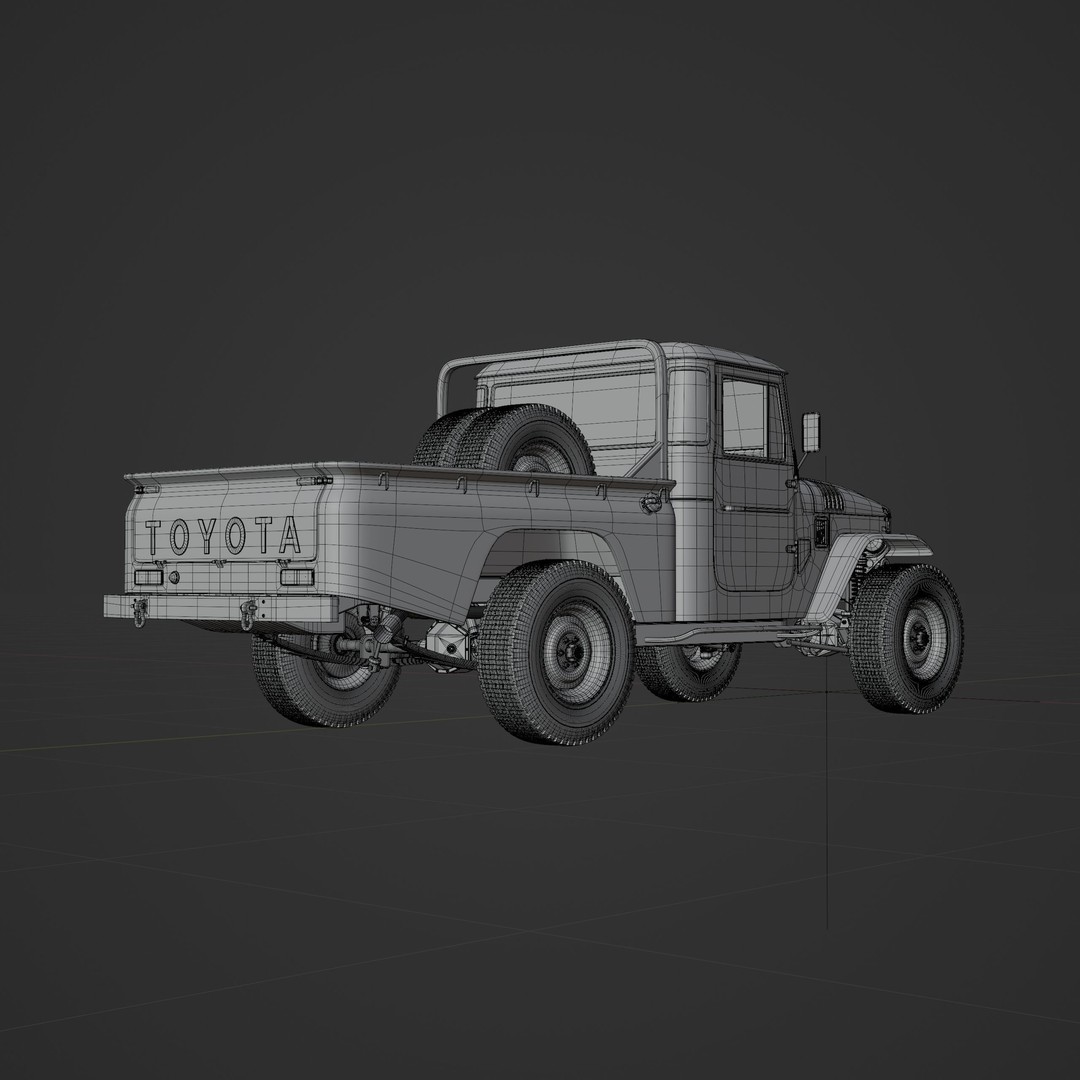 Toyota FJ45 Restomod 3D Model – Vintage Style Truck, Blender - View 25