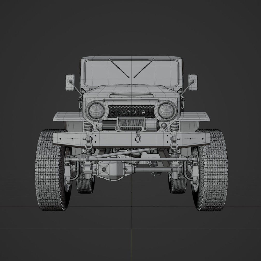 Toyota FJ45 Restomod 3D Model – Vintage Style Truck, Blender - View 27