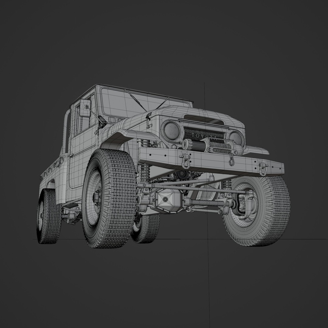 Toyota FJ45 Restomod 3D Model – Vintage Style Truck, Blender - View 30