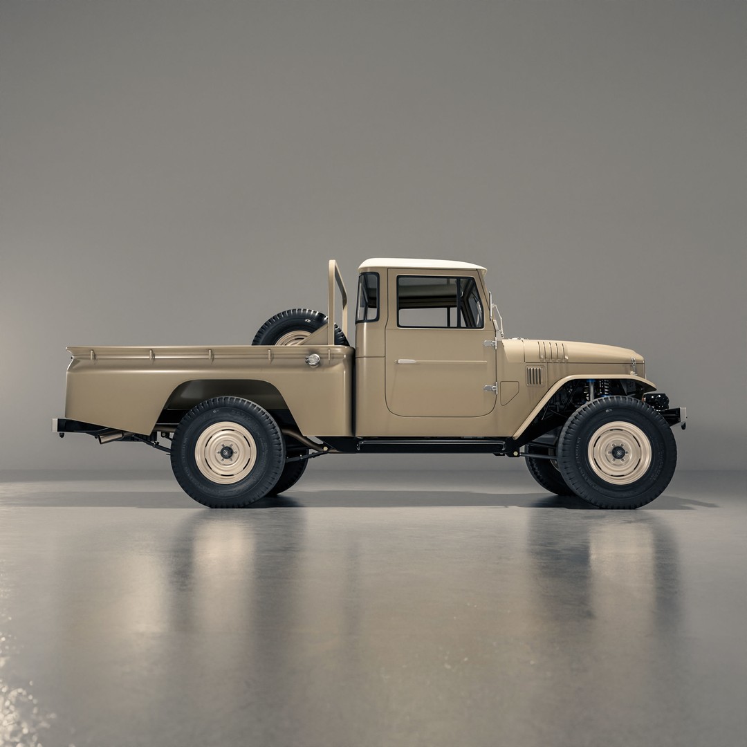 Toyota FJ45 Restomod 3D Model – Vintage Style Truck, Blender - View 4