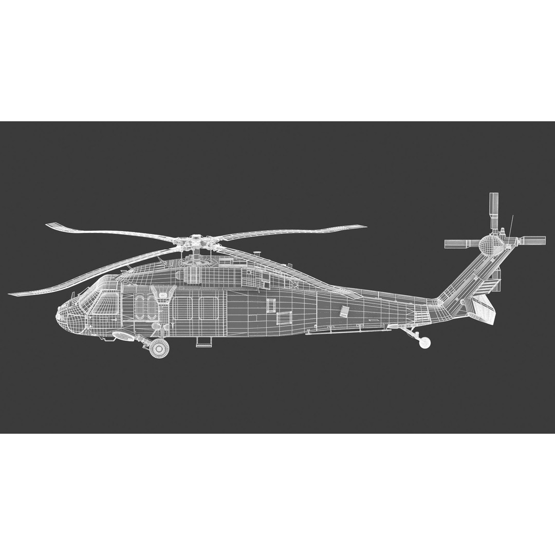 Sikorsky UH-60 Black Hawk 3D Model – Low Poly Military Helicopter, FBX/OBJ - View 25
