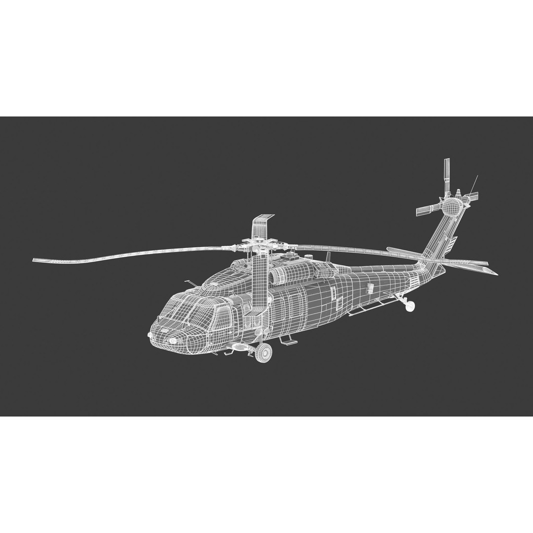 Sikorsky UH-60 Black Hawk 3D Model – Low Poly Military Helicopter, FBX/OBJ - View 26