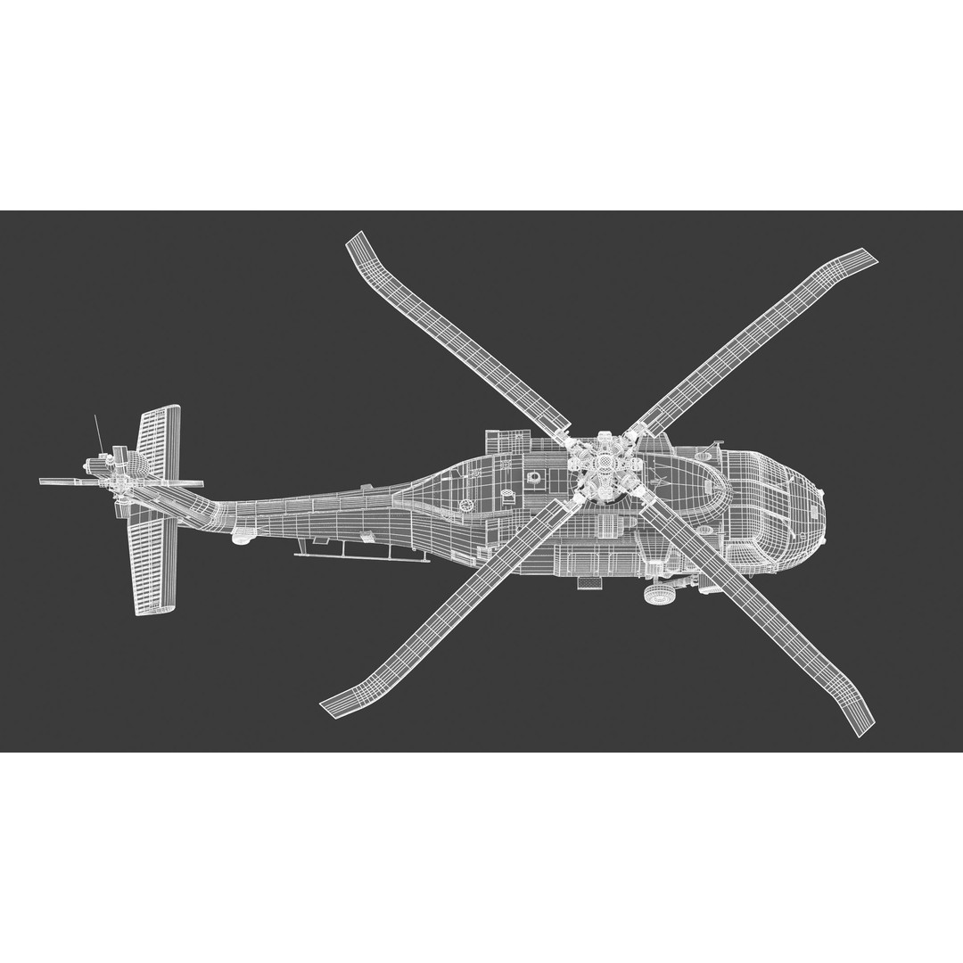 Sikorsky UH-60 Black Hawk 3D Model – Low Poly Military Helicopter, FBX/OBJ - View 34