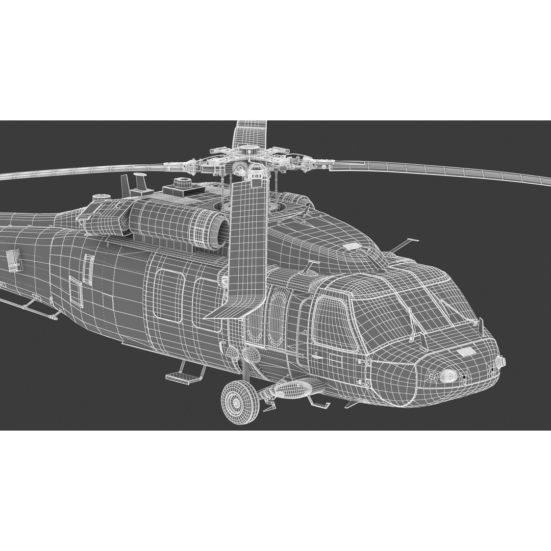 Sikorsky UH-60 Black Hawk 3D Model – Low Poly Military Helicopter, FBX/OBJ - View 38