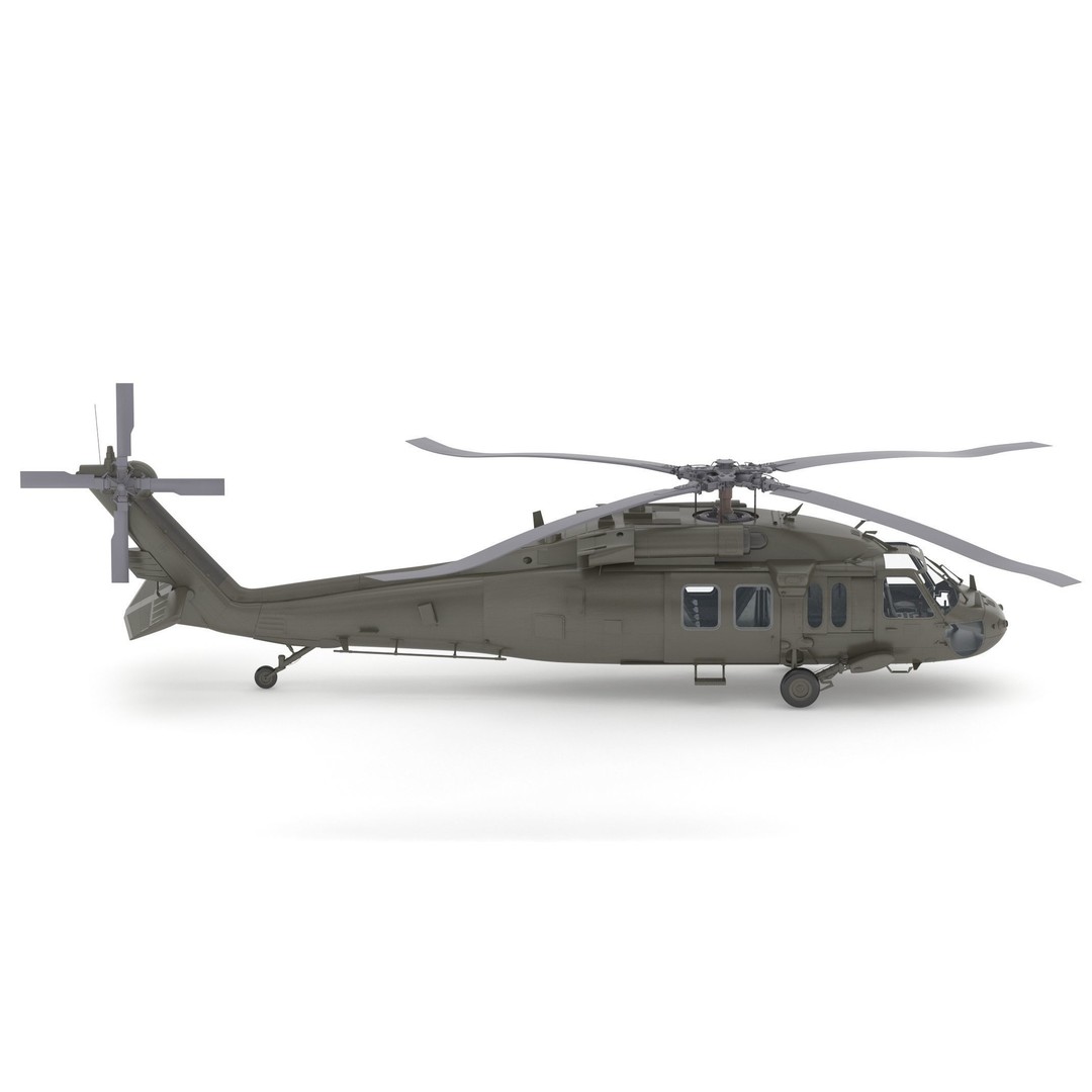 Sikorsky UH-60 Black Hawk 3D Model – Low Poly Military Helicopter, FBX/OBJ - View 6