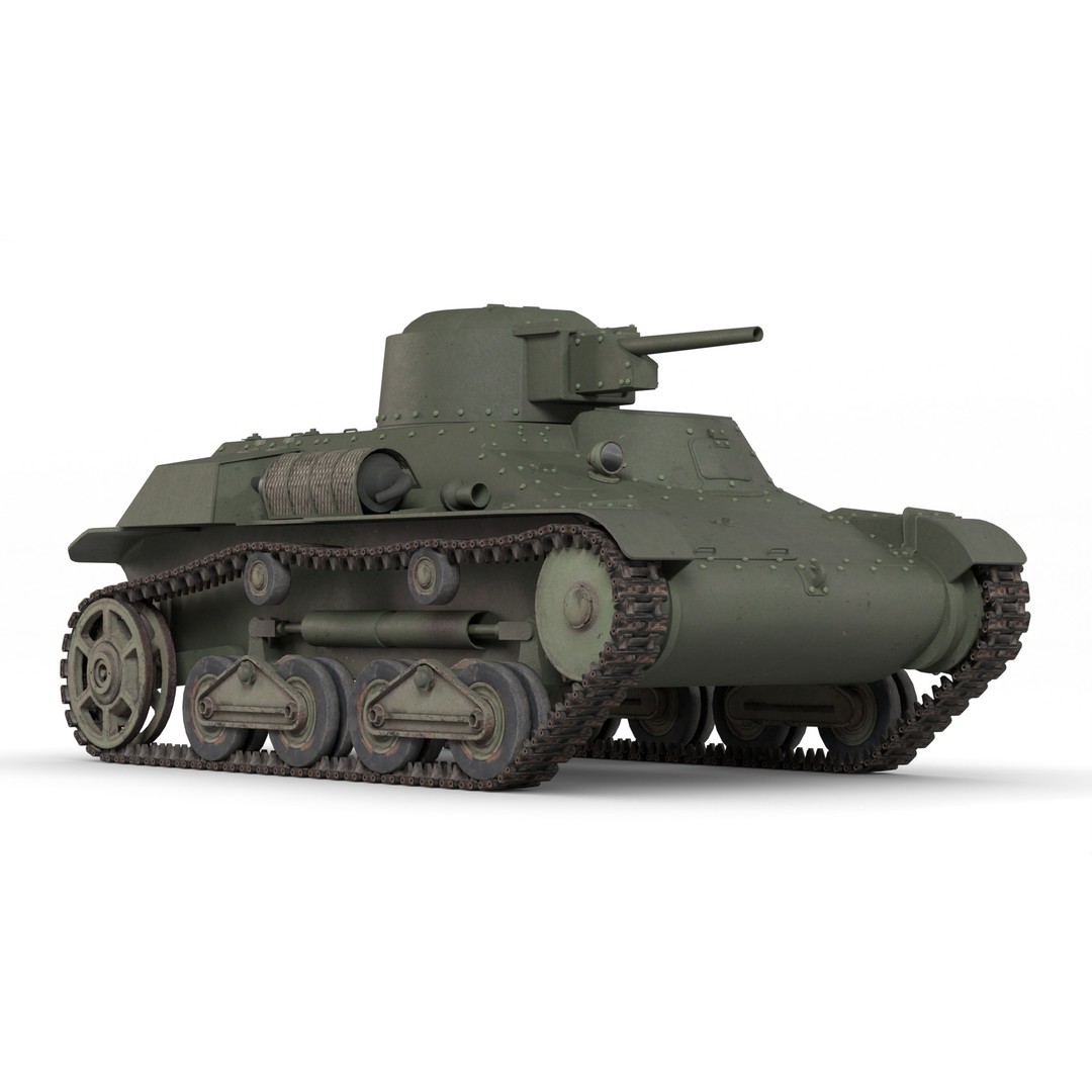 Type 95 Ha-Go Light Tank 3D Model – Game Ready, PBR Textures, FBX - View 11