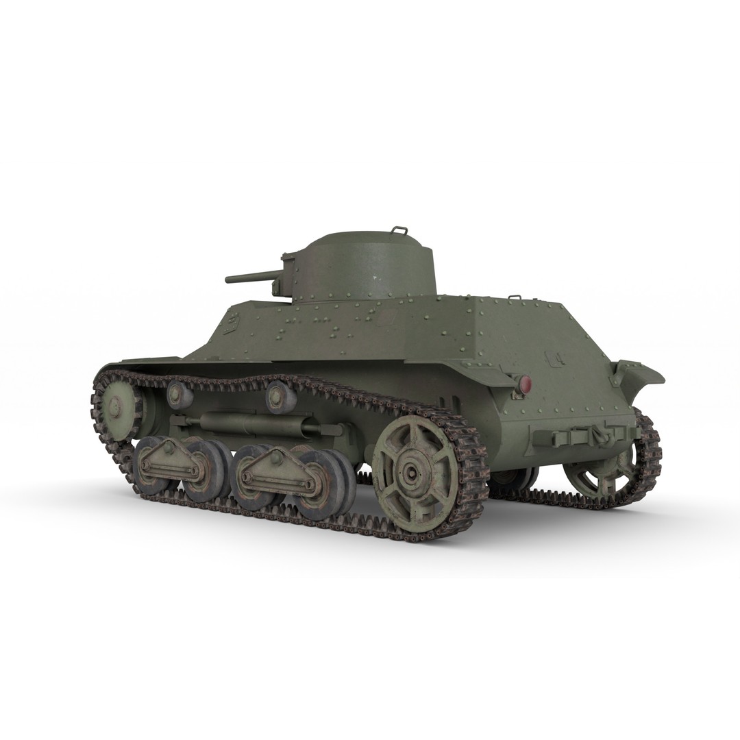 Type 95 Ha-Go Light Tank 3D Model – Game Ready, PBR Textures, FBX - View 14