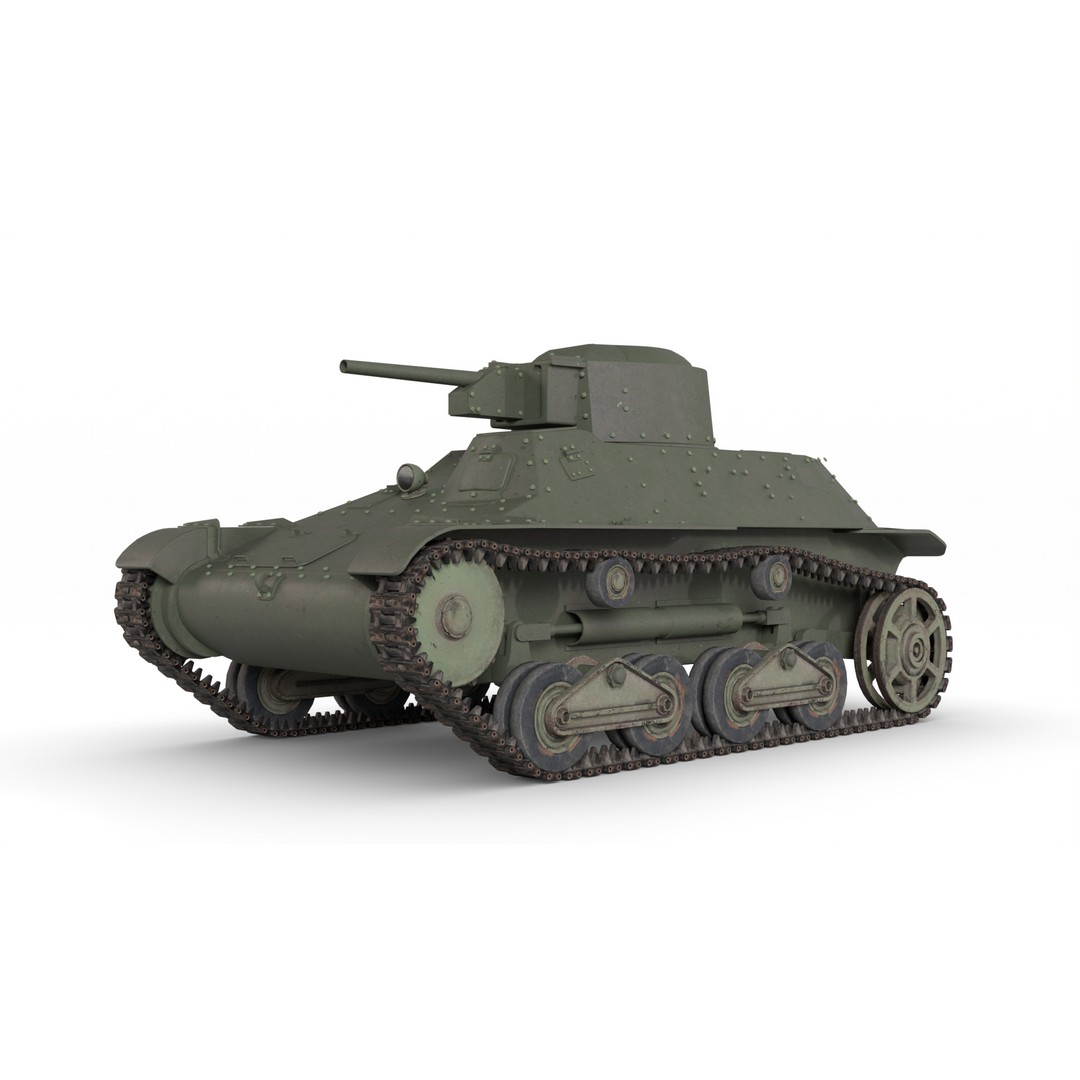 Type 95 Ha-Go Light Tank 3D Model – Game Ready, PBR Textures, FBX - View 16