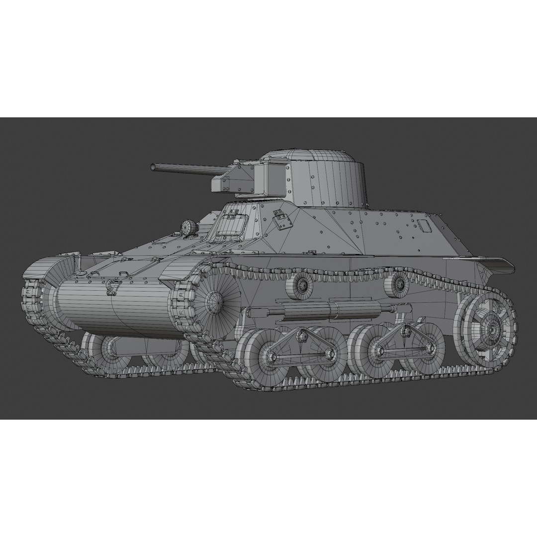 Type 95 Ha-Go Light Tank 3D Model – Game Ready, PBR Textures, FBX - View 28