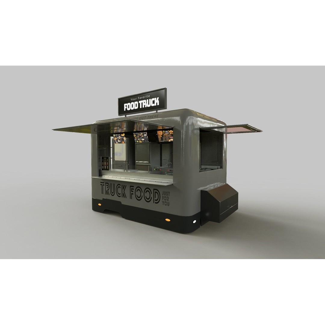 Food Truck 3D Model – Low Poly Game Asset, FBX, PBR Textures - View 16