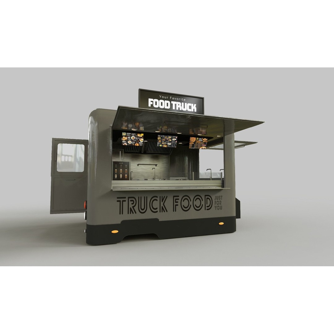 Food Truck 3D Model – Low Poly Game Asset, FBX, PBR Textures - View 17