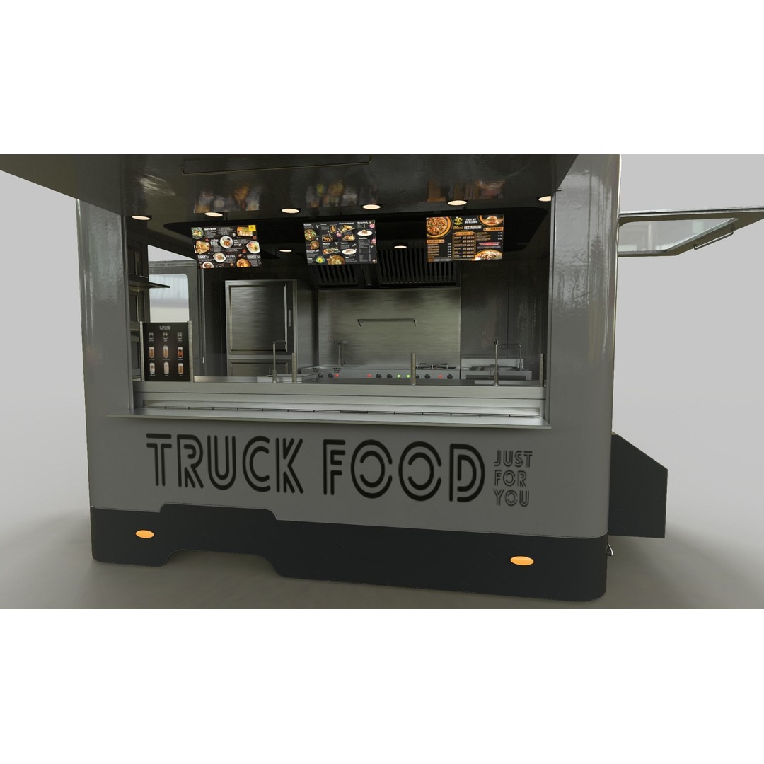Food Truck 3D Model – Low Poly Game Asset, FBX, PBR Textures - View 19