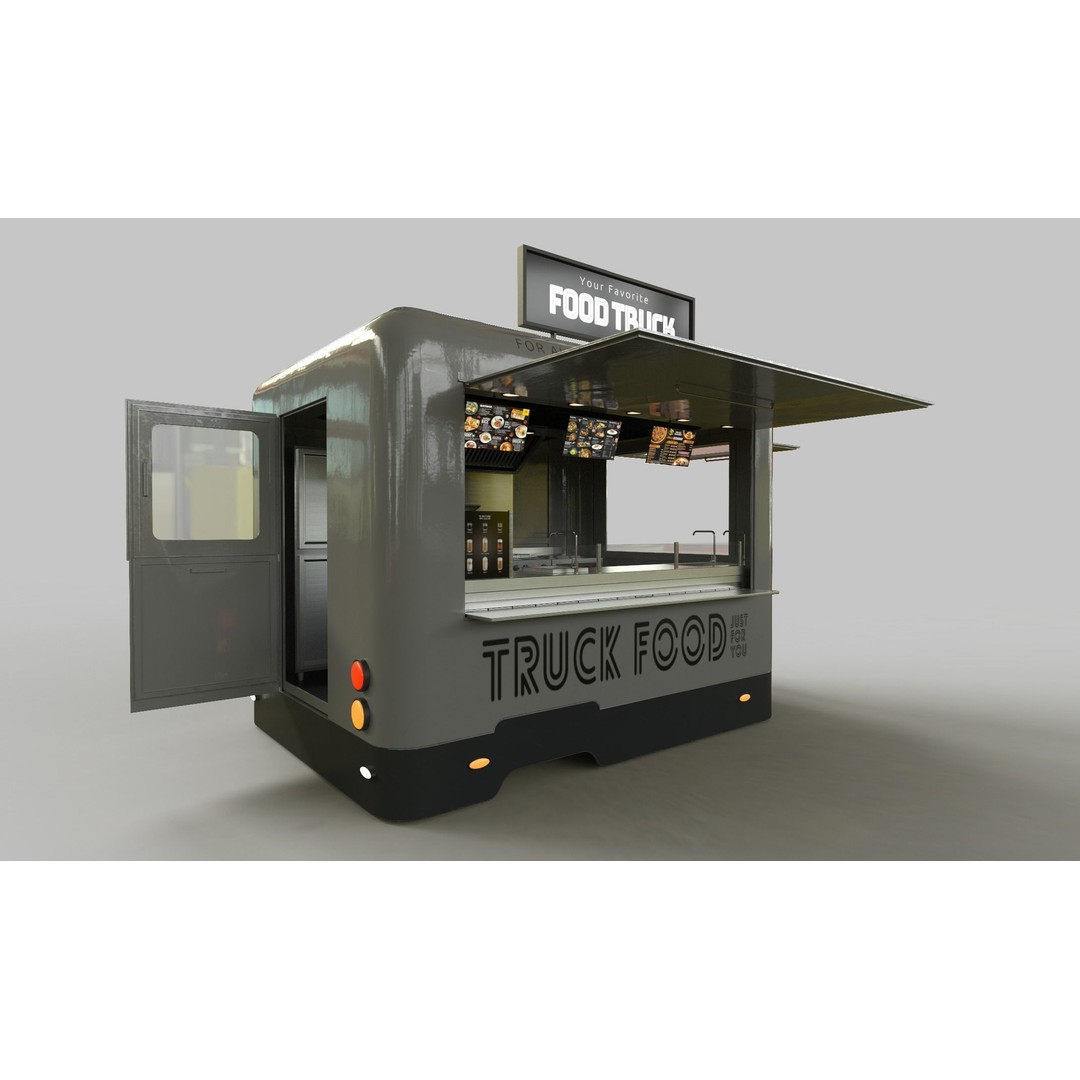 Food Truck 3D Model – Low Poly Game Asset, FBX, PBR Textures - View 20