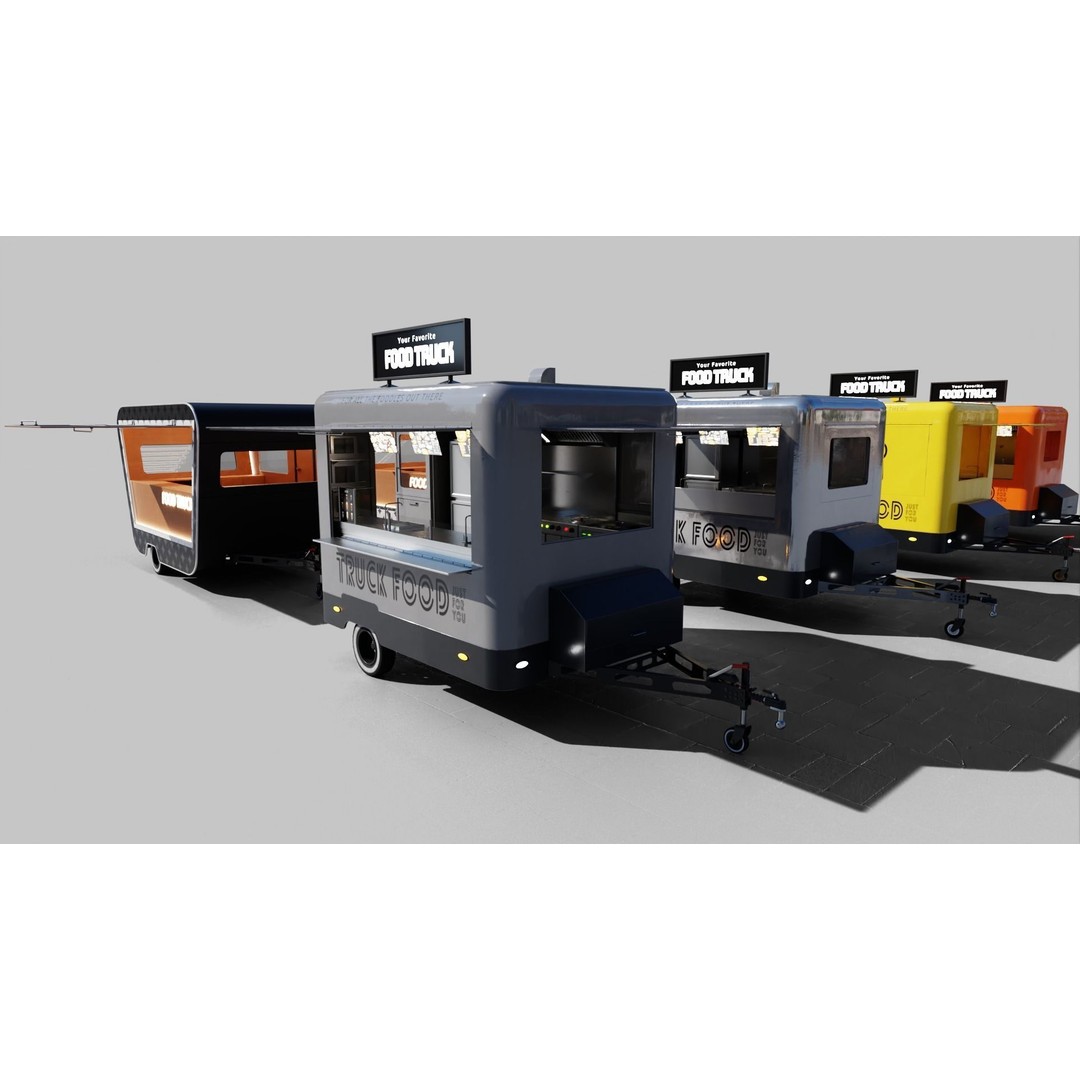 Food Truck 3D Model – Low Poly Game Asset, FBX, PBR Textures - View 21